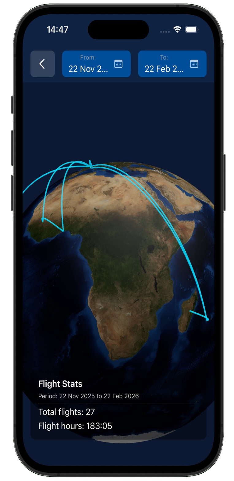 RosterSwift Flights Map