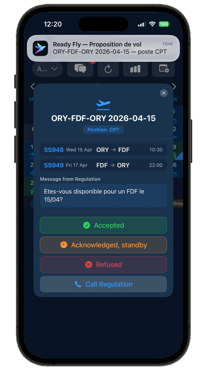 Ready Fly notification